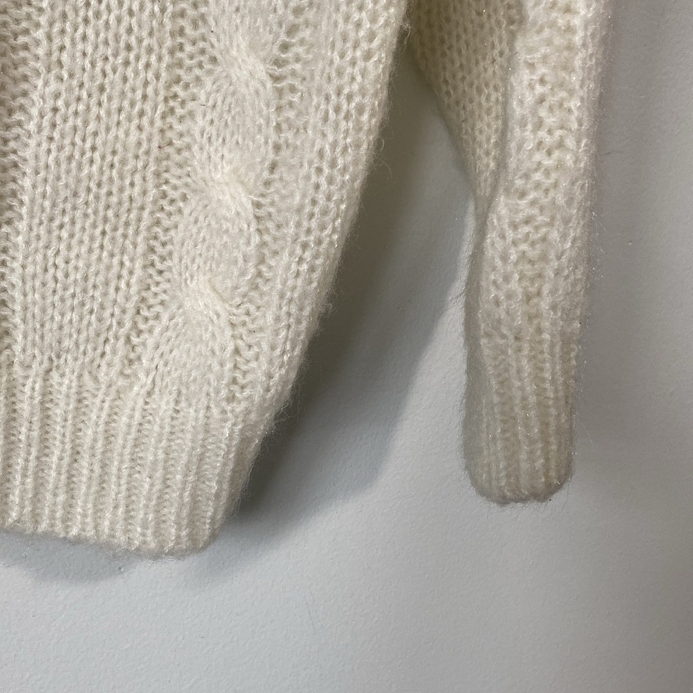 Vintage Here’s a Hug Cream Cable Knit Cardigan button front size Large - Picture 6 of 13